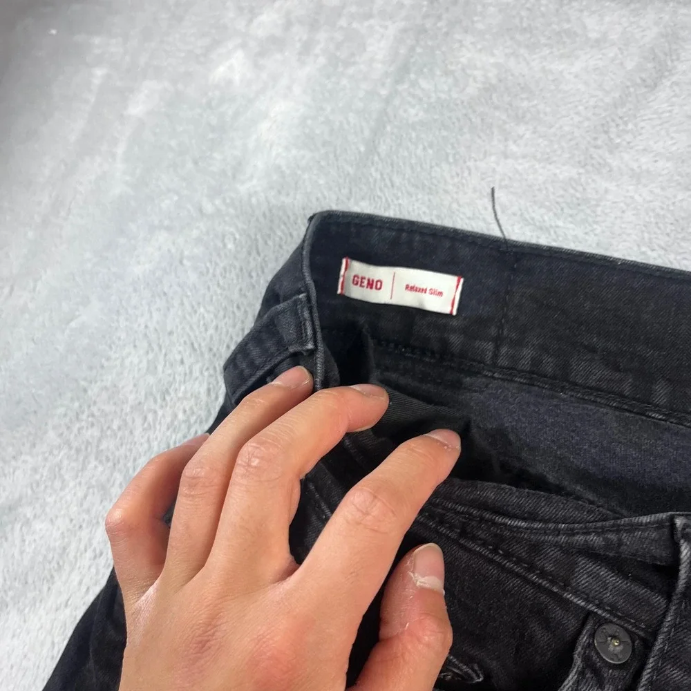 True Religion Geno Relaxed Slim Black Denim Jeans Mens Size 38
